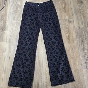 Ton Clothing Company 90's Black On Black Velvet Floral‎ On Denim Pants 28"